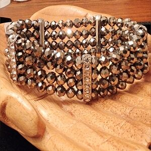 Torrid Size 3/4 Four Strand Stretch Bracelet w/ Rhinestone Bar Spacers